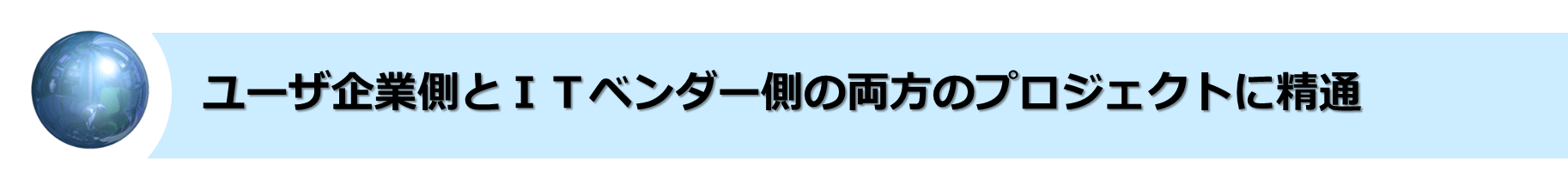 ユーザ企業側とＩＴベンダー側の両立場でのプロジェクトに精通
